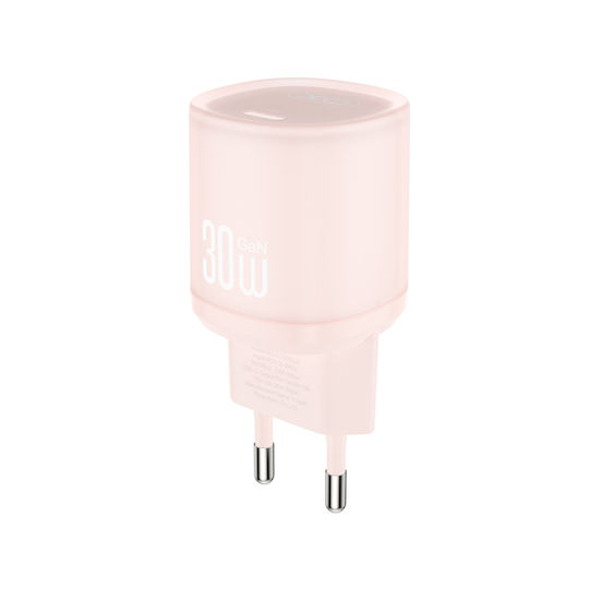 XO Φορτιστής Χωρίς Καλώδιο με Θύρα USB-C 30W Ροζ (L150)
