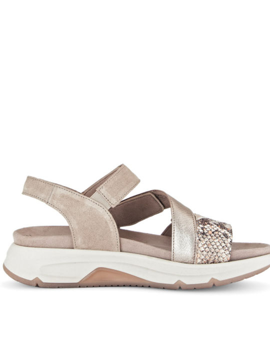Anatomic Women's Leather Ankle Strap Platforms Beige