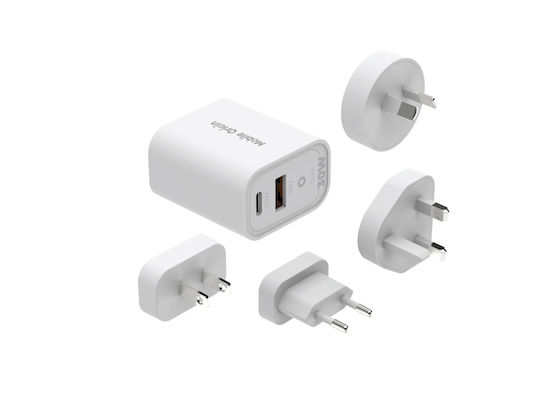 Mobile Origin Φορτιστής Χωρίς Καλώδιο GaN με Θύρα USB-A και Θύρα USB-C 30W Power Delivery Λευκός (MO14 EU,USA,UK,AUS)
