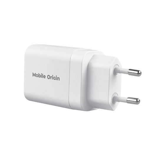 Mobile Origin Φορτιστής Χωρίς Καλώδιο GaN με Θύρα USB-A και Θύρα USB-C 30W Power Delivery Λευκός (MO14 EU,USA,UK,AUS)