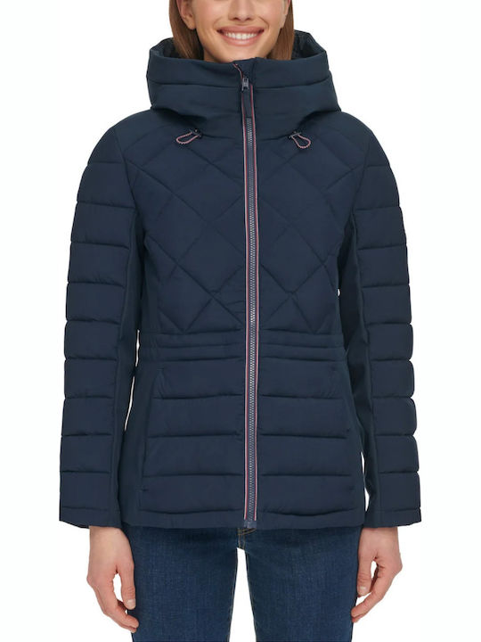 Kurz Damen Puffer Jacke für Winter Blau