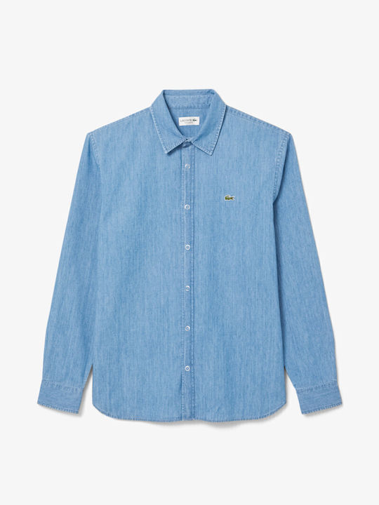 Μακρυμάνικo Τζιν Πουκάμισο σε Στενή Γραμμή Denim