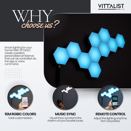 Vittalist Smart Διακοσμητικό Φωτιστικό LED Πίνακας 12εκ.