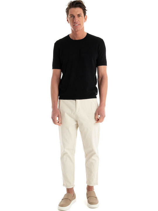 Trousers Elastic in Tapered Line Beige