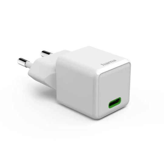 HAMA Charger Without Cable with USB-C Port 25W Power Delivery / Quick Charge 2.0 Whites (201981)