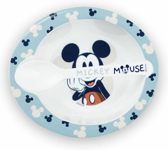Thermobaby Set Pentru Mâncare Copii Mickey Din Plastic Albastru 2 Bucăți