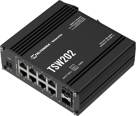 Teltonika Managed L2 PoE+ Switch with 8 Gigabit (1Gbps) Ethernet Ports and 8 SFP Ports