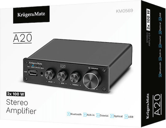 Kruger & Matz A20 Integrated Hi-Fi Amplifier Stereo KM0569 Black