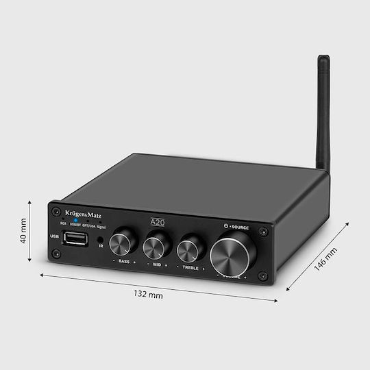 Kruger & Matz A20 Integrated Hi-Fi Amplifier Stereo KM0569 Black
