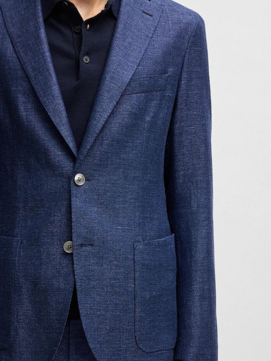 C Hanry Men's Summer Suit Jacket Slim Fit Dark Blue