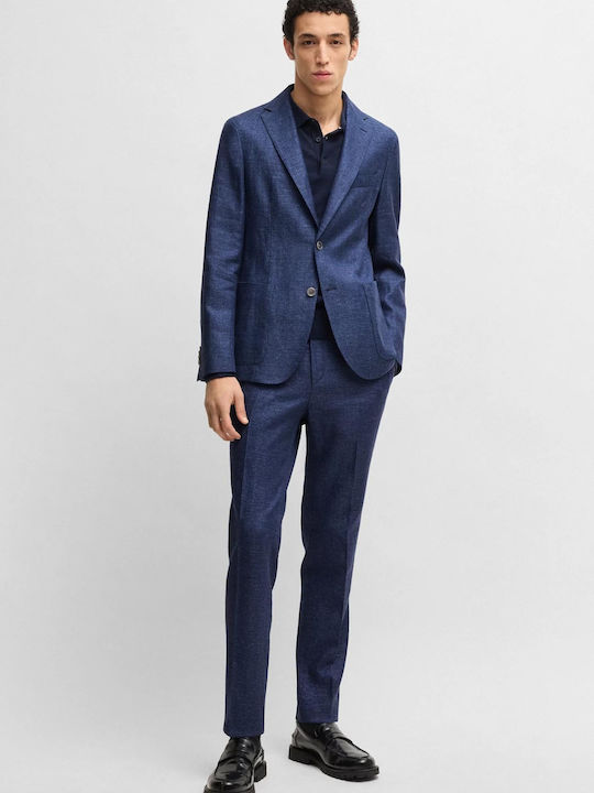 C Hanry Men's Summer Suit Jacket Slim Fit Dark Blue