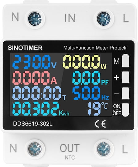 Sinotimer Protection Relay Over Under Voltage Energy Meter Adjustable 0-63a High Precision Energy Monitor