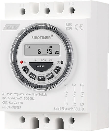 Comutator de siguranță temporizat automat 380v 30a Sinotimer Comutator programabil Tm619-380v-30a