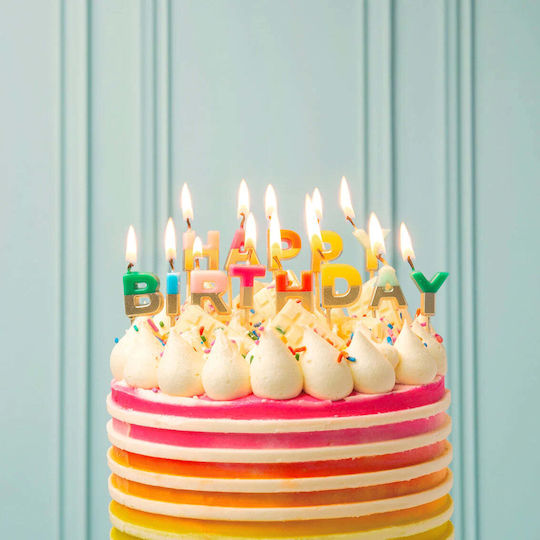 Κεράκια Γενεθλίων Rainbow Happy Birthday