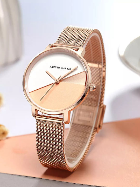 Hannah Martin Ceas de Damă cu Rose Gold Brățară Metalică