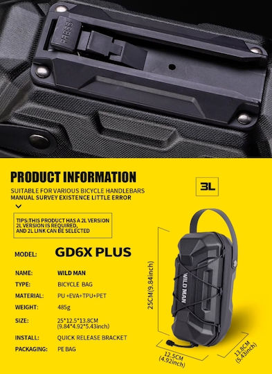 Geantă impermeabilă pentru trotinetă electrică Wild Man Gd6x Plus 3L