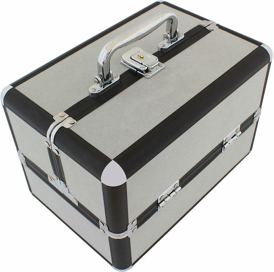 Geantă de Depozitare Cosmetice Profesională Tecos Gri cu Inserții din Aluminiu Dimensiuni 25 Cm X 17 Cm X 17 Cm 1 Compartiment Principal 4 Compartimente Secundare Ideală pentru Activități de Călătorie