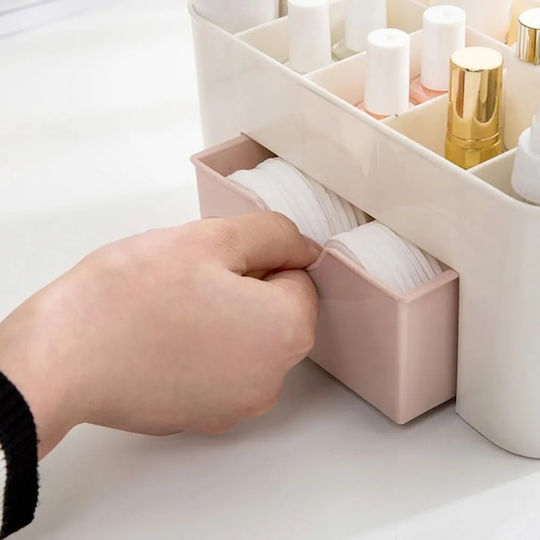 Organizator Cosmetice Cu Sertare Și Separatoare Roz 2 Bucăți