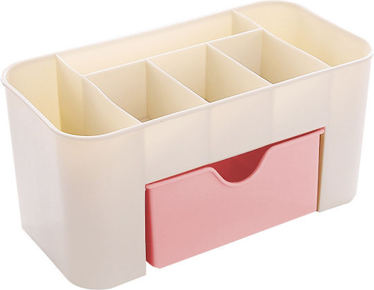 Organizator Cosmetice Cu Sertare Și Separatoare Roz 2 Bucăți