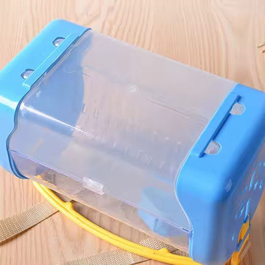 Plastic Carrier Cage for Small Animals with Water Bottle and Feeder M33xW23xH38cm Blue