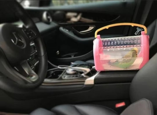Plastic Carrier Cage for Small Animals with Water Bottle and Feeder M33xW23xH38cm Pink