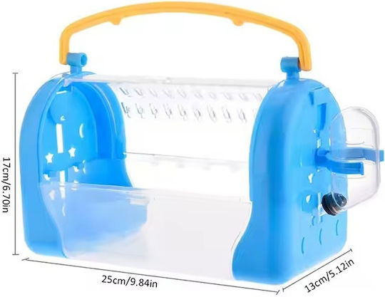 Plastic Carrier Cage for Small Animals with Water Bottle and Feeder M33xW23xH38cm Pink