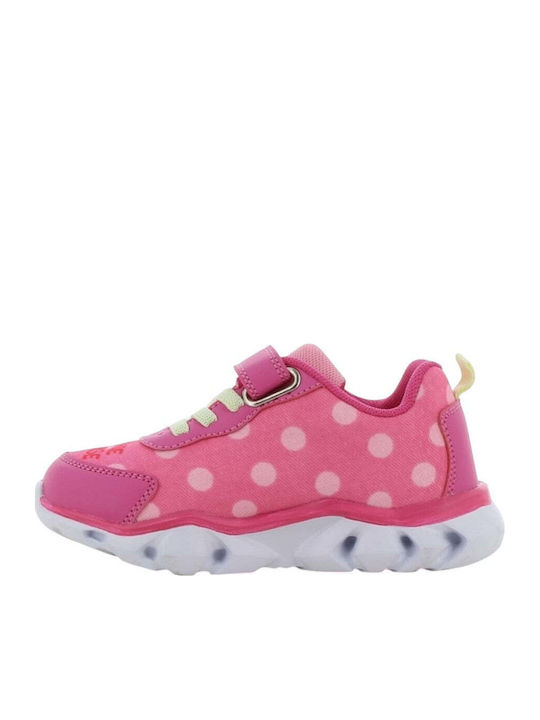 Minnie Mouse Παιδικά Sneakers Ανατομικά με Σκρατς & Φωτάκια Φούξια