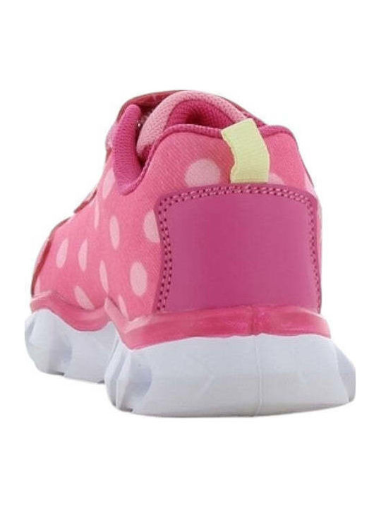 Minnie Mouse Παιδικά Sneakers Ανατομικά με Σκρατς & Φωτάκια Φούξια