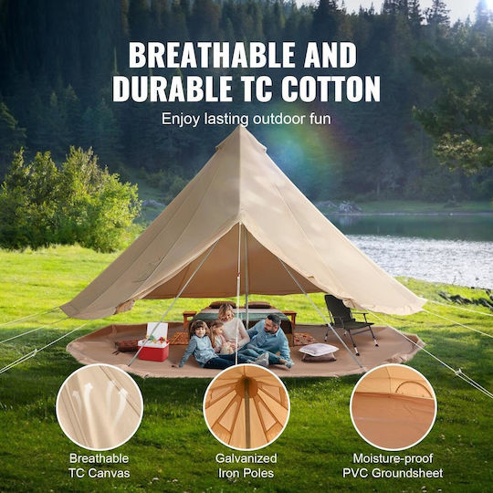 Cort Tip Teepee Bej 3 Anotimpuri pentru 4 Persoane 300x300x200cm