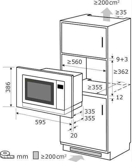 Exquisit Built-in Microwave Oven with Grill 25lt White