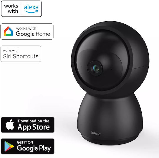 HAMA 176647 IP Камера за наблюдение Wi-Fi Full HD 1080p с Двупосочна Комуникация Черен