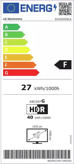 LG Smart Τηλεόραση 32" Full HD LED AI LR60 HDR (2024) 32LR60006LA