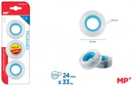 MP Tape Crystal Transparent 24mm x 33m 3pcs White