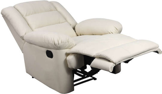 Vivian Relax Armchair with Footstool from Leatherette Cream 90x77x100cm