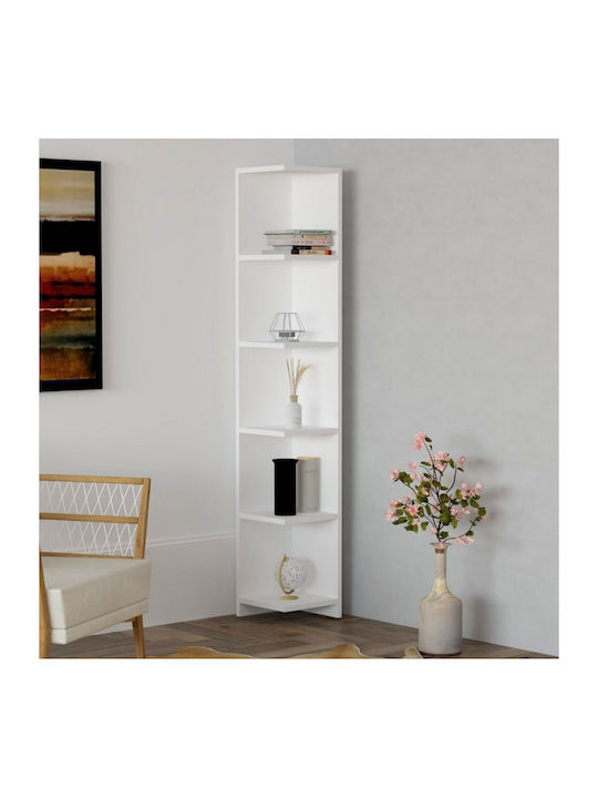 Γωνιακή Βιβλιοθήκη Ravella Λευκό 25x25x160εκ.