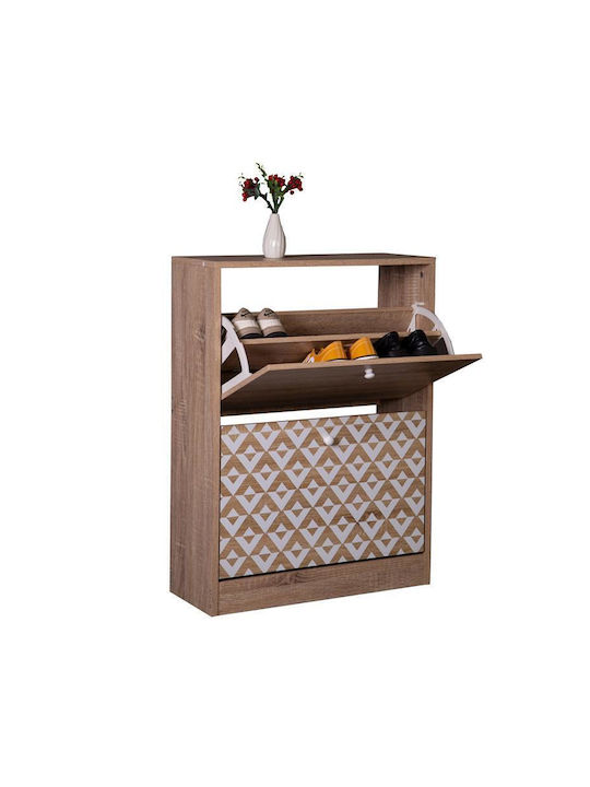 1872 Wooden Shoe Organizer with 2 Shelves Sonoma - White 60x23.5x81cm