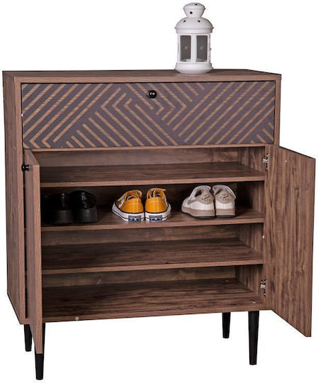 2228 Wooden Shoe Organizer with 4 Shelves Oak - Black 78x37x89cm