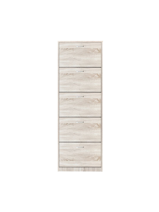 Gyda Wooden Shoe Organizer with 5 Shelves Beige 60x20x182.5cm