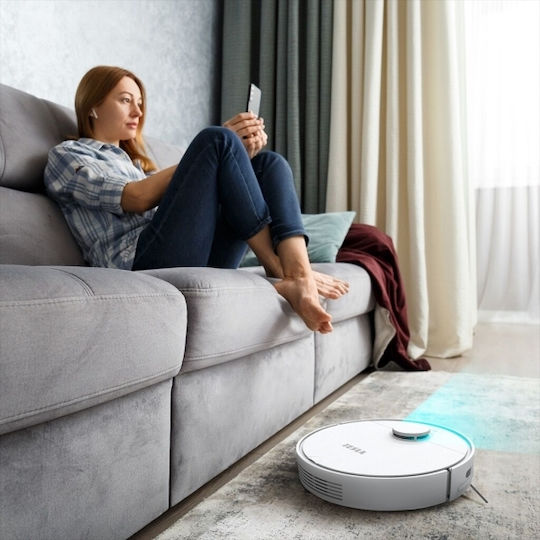 Tesla Electronics RoboStar iQ550 Robot Vacuum Cleaner with Laser Mapping and 2000Pa Suction Power White