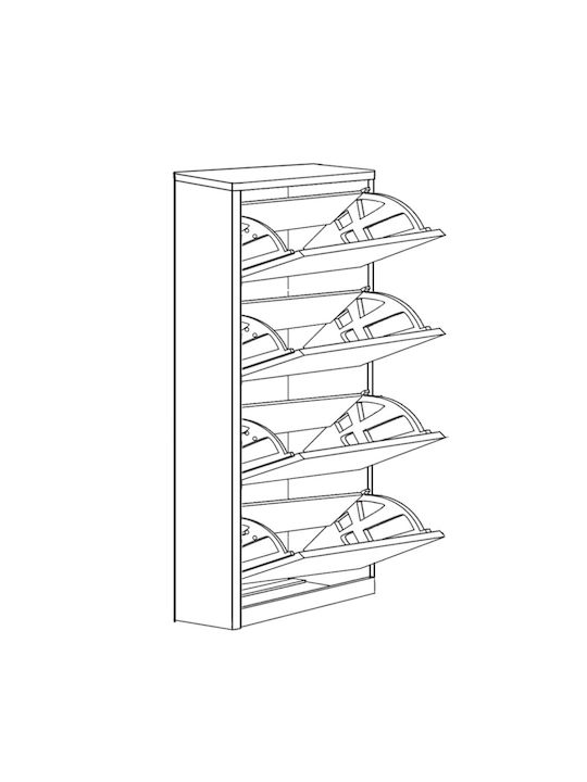 Gyda Wooden Shoe Organizer with 4 Shelves Beige 60x20x148cm