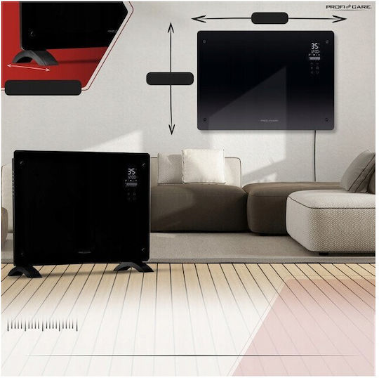 ProfiCare Θερμοπομπός Δαπέδου 1500W με Ηλεκτρονικό Θερμοστάτη 64x8cm Μαύρος