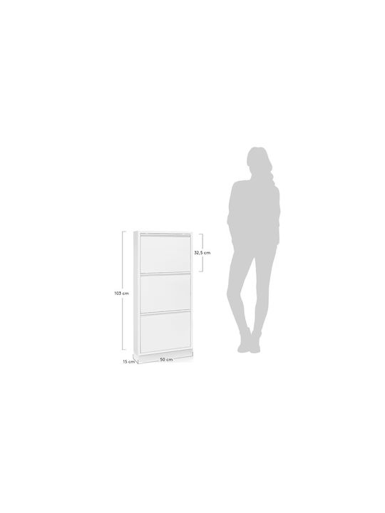 Metall Schuhschrank mit 3 Regalen Weiß L50xW15xH103cm