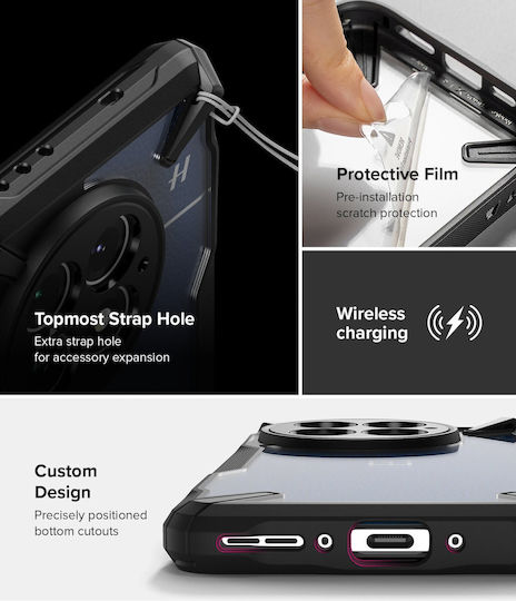 Ringke Fusion X Umschlag Rückseite Kunststoff / Silikon 2mm mit Band Schwarz (OnePlus 13)
