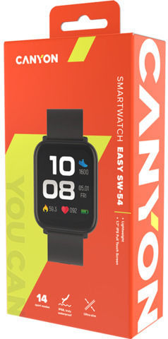 Canyon Easy Sw-54 41mm Αδιάβροχο Smartwatch με Παλμογράφο (Μαύρο)