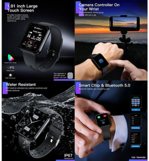 Choetech WT001 Smartwatch με Παλμογράφο (Μαύρο)