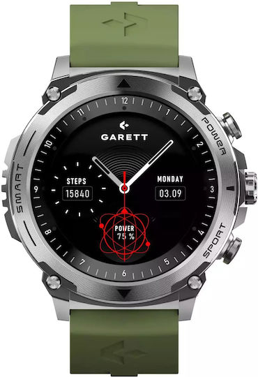 Garett Atom Ceas Inteligent Din Oțel Inoxidabil 47mm Cu Monitorizare Ritm Cardiac Argintiu M/L (Pentru Încheietura Mâinii 145-220mm)