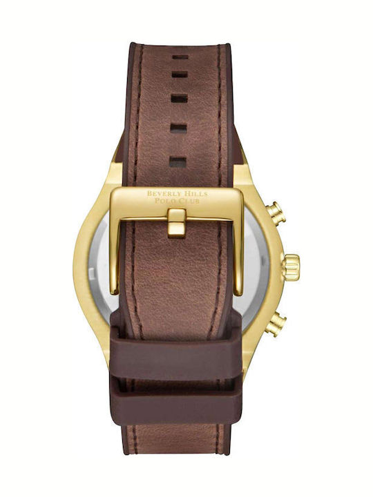 Beverly Hills Polo Club Men's Watch Battery with Brown Rubber Strap