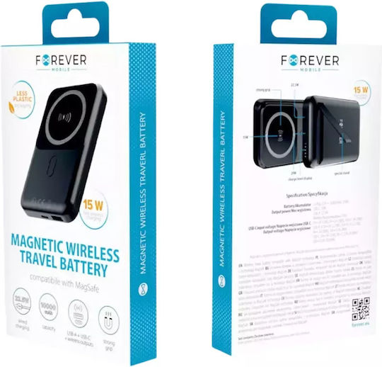 Forever MATB-100 Power Bank 10000mAh 22.5W with USB-A Port and USB-C Port Power Delivery Black