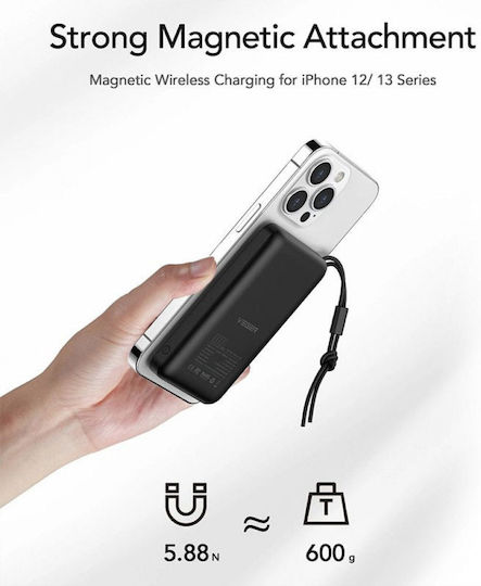 Charmast W1151 MagSafe Power Bank 10000mAh 20W με Θύρα USB-A και Θύρα USB-C Power Delivery / Quick Charge 3.0 Μαύρο