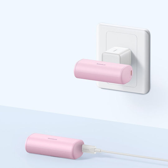 Baseus Compact Series Built-in Type-C Power Bank 5000mAh 20W με Θύρα USB-C Power Delivery / Quick Charge 3.0 Ροζ